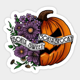 Sorta Sweet Sorta Spooky, Vintage Halloween, Flower Pumpkin Sticker